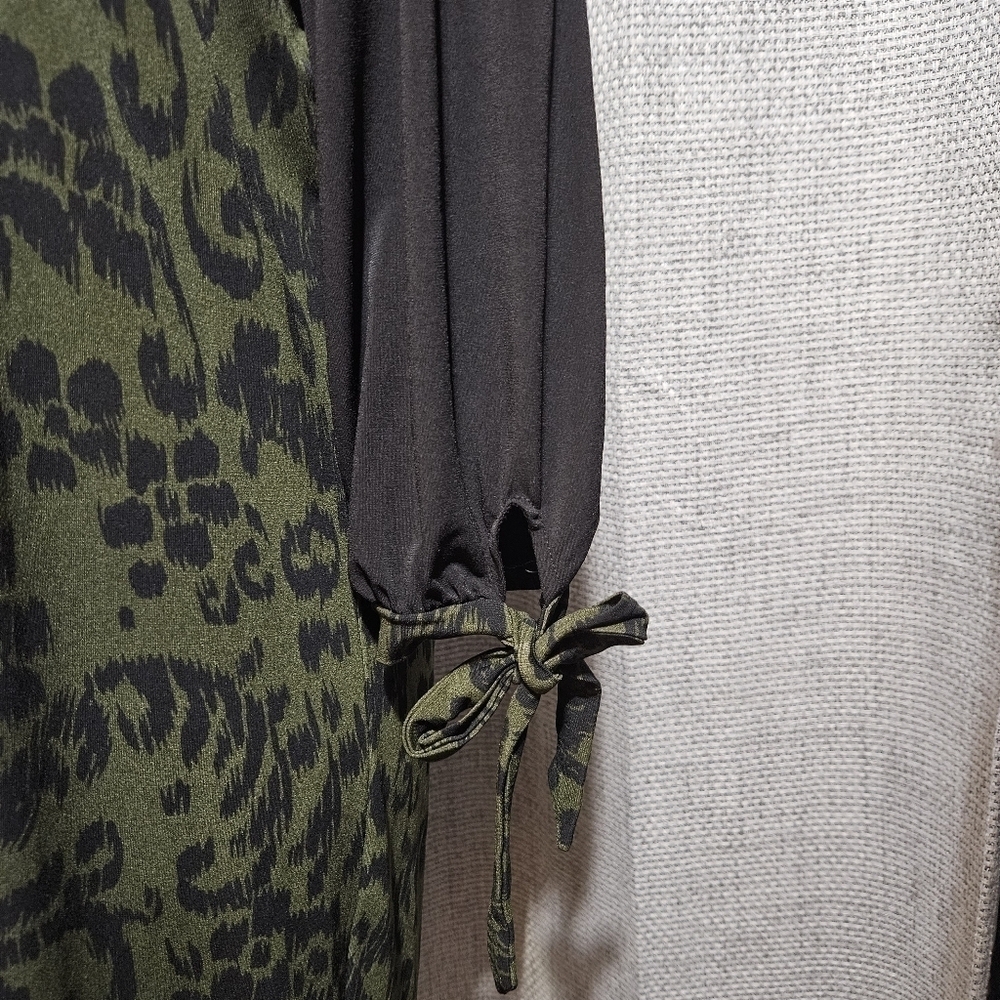 En Focus Olive Green & Black Print Dress Size 16W - Picture 8 of 11